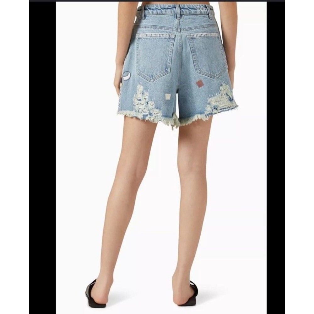 Sea New York Shorts Womens Blue Cutoff Embroidered Distressed Denim Patchwork 16